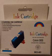 VTG INK CARTRIDGE Compatible for CANON S800 CYAN BCI-6C EXPIRED 6/2005 SEALED picture