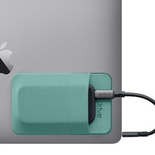 Aqua Small Portable Hard Drive Sleeve 5x3.2 Inch Stick On Laptop Travel Pouch picture