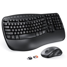 MEETION Ergonomic Keyboard and Mouse Wireless Combo, Wave Keys Natural Typing... picture