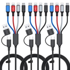 6 in 1 Multi Charging Cable 3Pack-6FT USB 3A Multicolored  picture