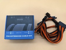 Orange Black Sleeved PSU Extension Cable Kit PC Power Supply Cables with Combs picture