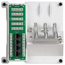 Leviton Compact 1x4 Bridged Telephone, 4 Data & 6-Way TV Panel picture