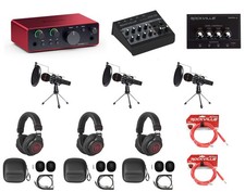 Focusrite 3-Person Podcast Podcasting Recording Kit w/Mics+Stands+Headphones picture
