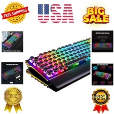 S108 Typewriter Keyboard, Retro Mechanical Gaming Keyboard Wired 108 Keys wit... picture