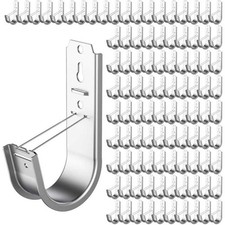 100 Pack 2 Inch Cable Support J Hook Wall Mount J Hook with Retainer Clip, Galva picture