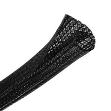 CrocSee 10ft 1.25in Braided Self-Wrapping Cable Sleeve Split Loom - Black picture