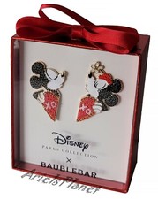 Disney Parks BaubleBar Mickey And Minnie Mouse Heart Pavé XOXO Love Earrings picture