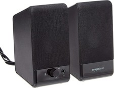 NEW Amazon Basics USB-Powered Computer Speakers Portable for Laptop & PC Black picture