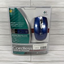 New Logitech Cordless Wireless Optical Mouse For Notebooks Blue 931150-0403 picture