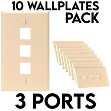 10 Pack Ivory Single Gang Wall Plate Cover Face Plate for Keystone Jack Insert picture