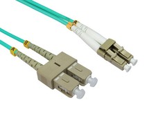 20 PACK LOT 1m LC-SC Duplex 50/125 OM4 Multimode 10GB Fiber Patch Cable Aqua 3FT picture