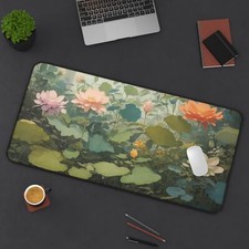 Flower Desk Mat, Floral Desk Mat, Aesthetic Decor,  XL Anti Slip Gaming Desk Mat picture