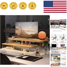 Compact 2-Tier Wood Desktop Riser - Ergonomic Solution for Monitors & Supplies picture