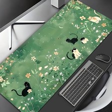 1pc 2D Flat, Diatomite Extra Large Mouse Pad, Lush Floral Cat Pattern, Non-Sli picture