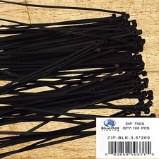 USA  ~ 8 Inch 40 LBS Nylon Quality Cable Zip Wire Ties BLACK 100 Pack picture