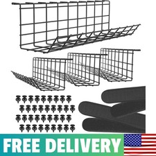 Scanfield Under Desk Cable Organizer Wire Tray, Set Of 4x17 Inch, Black picture