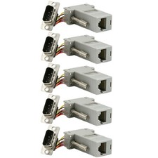 5x Serial RS232 DB9 Male to RJ45 Ethernet Adapter Connector Converter Extender picture