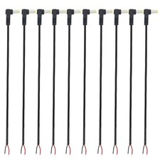 10 Pcs 25cm 22AWG Right Angle 5.5x2.1mm Male DC Power Pigtail Cables picture