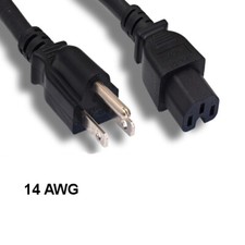 Kentek 8' ft 14 AWG Power Cord NEMA 5-15P to IEC-60320 C15 15A/125V SJT Black picture