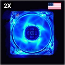 2X 120mm Computer PC Clear Case Cooling Fan With LED - Blue picture