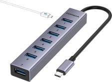 FORIDA USB C Hub-8 Port USB HUB with 7 USB3.0 Data Ports,Aluminum Alloy USBC Spl picture