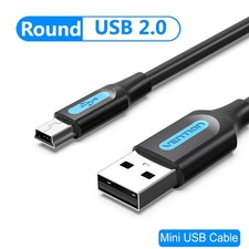 USB 2.0 to mini-B 5 pin Cable Power Data Lead Fast Charging Charger Cable Black picture
