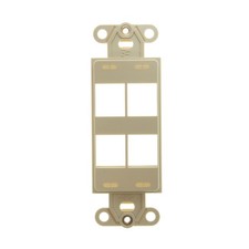 AMP TYCO 1-1479504-1 MODULAR INSERT FRAME FACE-PLATE, 4-PORT, IVORY (10 PACK) picture