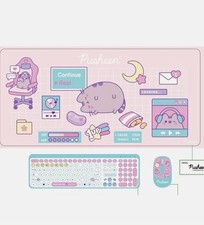 Pusheen Gaming Mega Set - 3 Piece Keyboard, Mouse, & Desk Mat Combo- Brand New picture