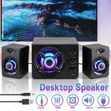 3 Channel Desktop Speakers USB Powered with RGB Breathing Light Bass Treble Knob picture