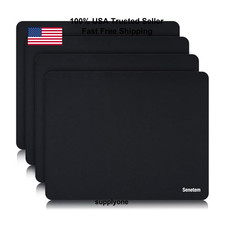 Senetem 4-Pack Mouse Pad, Non-Slip Rubber Base, Smooth Polyester Surface, Black picture