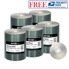 500 Pack Ritek Pro CD-R 52X 700MB Shiny Silver Lacquer Blank Recordable Disc picture
