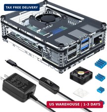 Miuzei Case for Raspberry Pi 4 with Fan 5V 3A Power Supply 4 Pcs Heatsinks picture