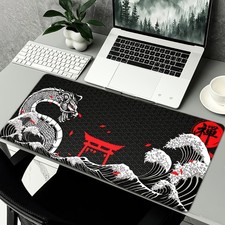 1pc Japanese Dragon & Waves Theme Mouse Pad | XXL/XL/L Size, Non-Slip Rubber, picture