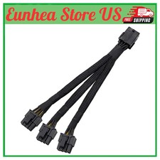 PCIe 8 Pin Female to 3x 8 Pin 6+2 Male GPU Power Splitter Cable 16 AWG 12 inch picture