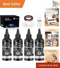 Sublimation Ink Refilled Bottles Water-Based 4x100ml Black for Inkjet Printers picture