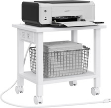 TUTOTAK 2 Tier Printer Stand, Rolling Printer Cart with Power Outlets and USB Po picture