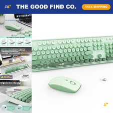Cute Colorful Wireless Keyboard & Mouse Set | Retro Typewriter Design, USB Recei picture