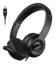 AOC USB Wired Headset Noise Cancelling Rotating Microphone Black PC Mac picture