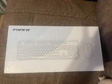 FOPETT Wireless Keyboard and Mouse Combo Retro Round Keycaps Gray Black Mixed picture
