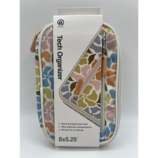 U Brands Tech Organizer Floral Travel Case 9 Compartments 8x5.25 7708T New picture