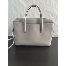 Kate Spade Grey Pebbled Leather Laptop Bag Briefcase Crossbody Messenger Bag picture