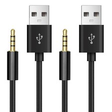 iPod Shuffle Cable, 3.5mm Audio Jack to USB Charging and Data Transfer, Black picture
