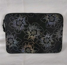 Kate Spade Puffer Laptop Sleeve Hollyhock Iridescent Black Floral 14