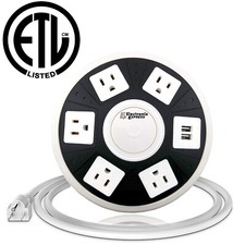 Round Power Strip, 5 Outlet Surge Protector with 2 USB Ports, ETL, 300 Joules picture