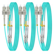 10m 33ft OM3 SC To LC Fiber Patch Cable Duplex Multimode 10G/40G 3 Pack picture