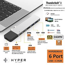 HYPER DRIVE USB C HUB, NET 6-IN-2 FOR MACBOOK PRO AIR, MULTI-PORT USB-C - picture