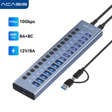 ACASIS 16-Port USB 3.2 Hub 10Gbps Powered 8 USB-C 8 USB-A Adapter picture