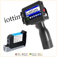 Handheld inkjet printer prints digital and letter markings on cardboard boxes picture