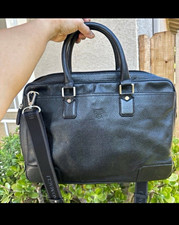 Bruno Magli Black Leather Briefcase Bag with strap picture