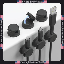 Magnetic Cable Organizer 6-Pack, Black, Compact Cord Holders for USB picture